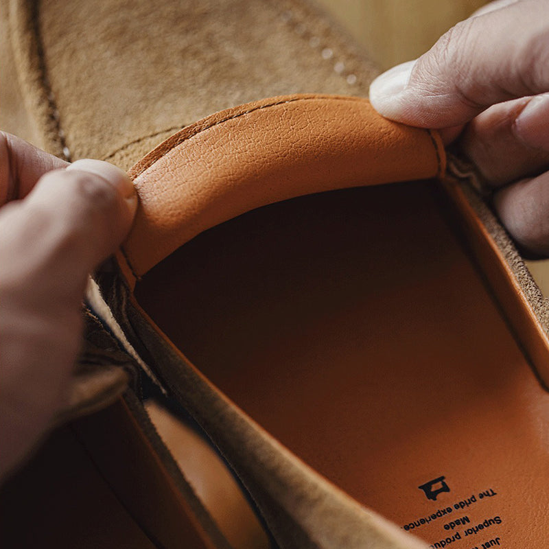 Retro Leather Lacing Anti-slip Soft-soled Suede Loafer