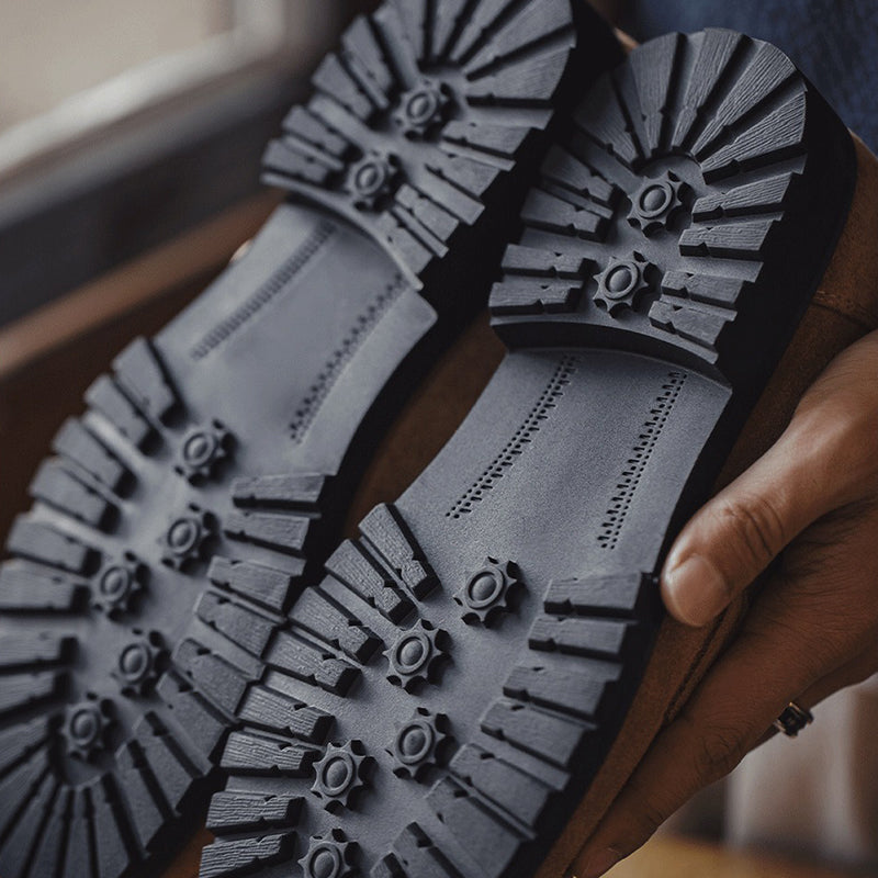 Retro Leather Lacing Anti-slip Soft-soled Suede Loafer