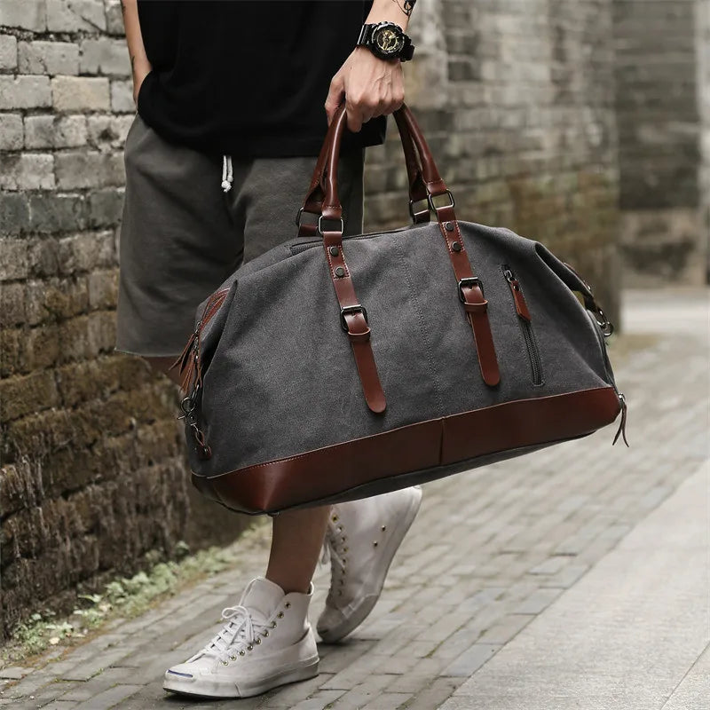 Bolsa de Viagem Masculina - Canvas e Couro