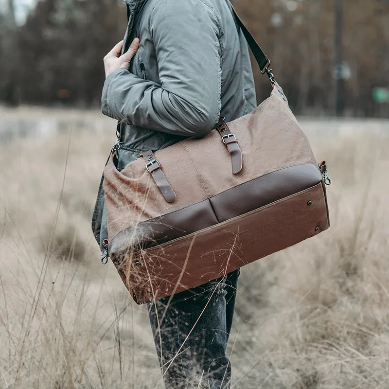 Bolsa de Viagem Masculina - Canvas e Couro