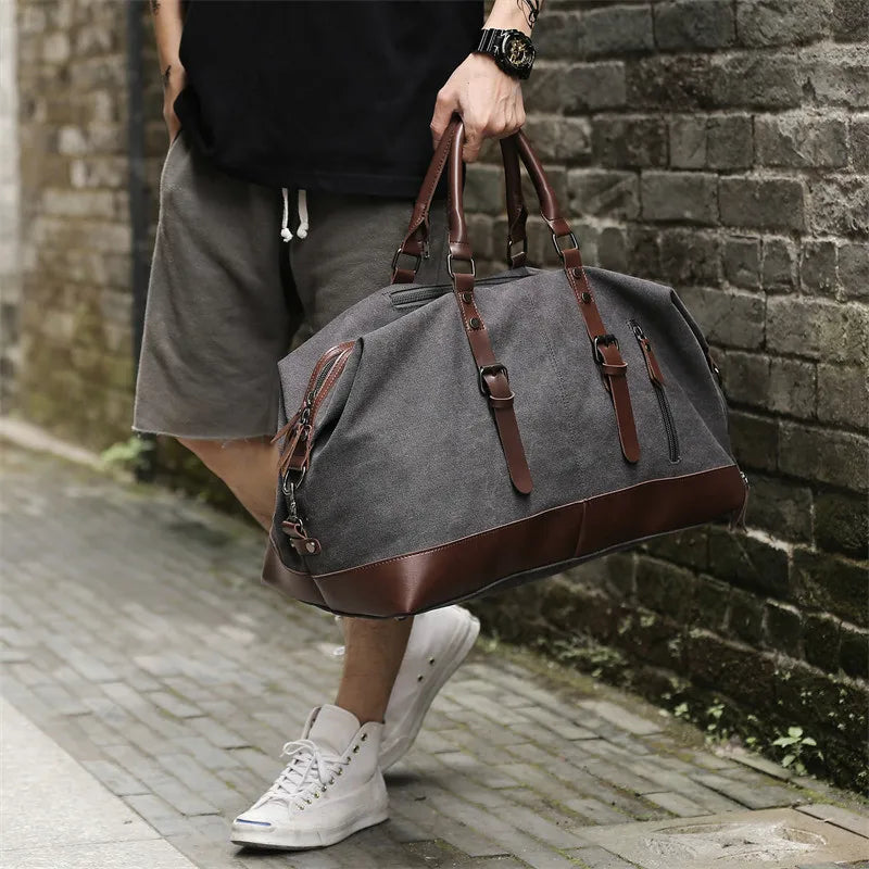 Bolsa de Viagem Masculina - Canvas e Couro