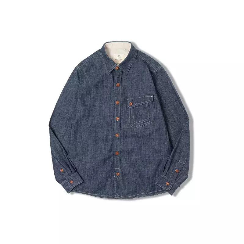 Camisa Jeans Masculina Manga Longa - Gola Polo