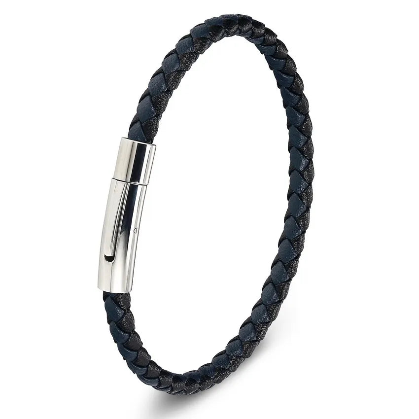 Pulseira Masculina Couro - Fecho Aço Inox