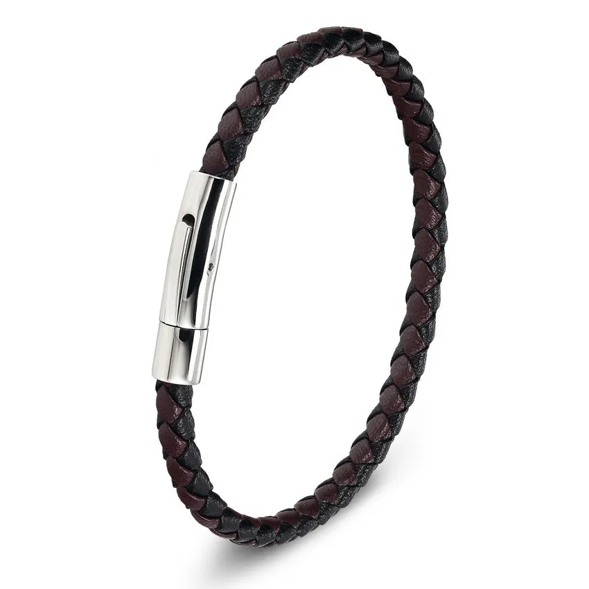 Pulseira Masculina Couro - Fecho Aço Inox