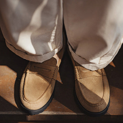 Retro Leather Lacing Anti-slip Soft-soled Suede Loafer